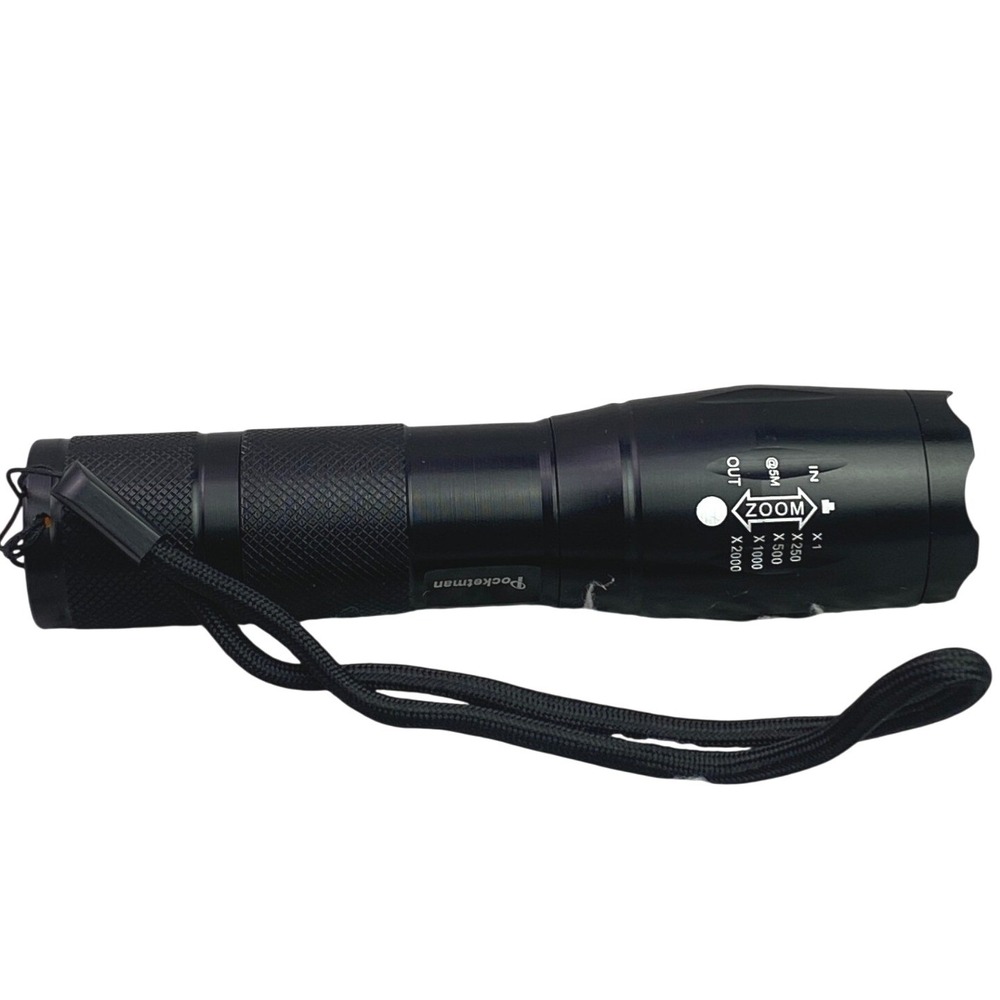 Tactical Zoom LED Flashlight 2000x Adjustable Beam Black Handheld Torch Lot of 3